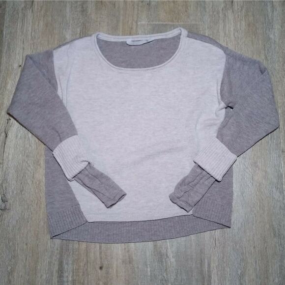 Athleta Merino Wool Frisco Sweater Beige Gray Size S Womens Color Block - Picture 1 of 4